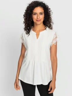 T-Shirts|Débardeurs<T-shirt à manches courtes 50% coton et 50% modal