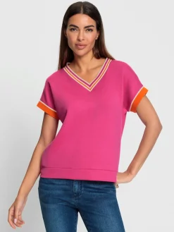 Rick Cardona T-Shirts<T-shirt à manches courtes bordure côtelée contrastée