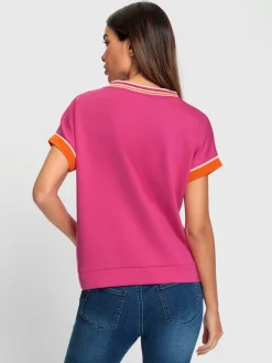 Rick Cardona T-Shirts<T-shirt à manches courtes bordure côtelée contrastée