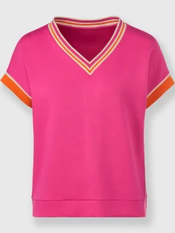 Rick Cardona T-Shirts<T-shirt à manches courtes bordure côtelée contrastée