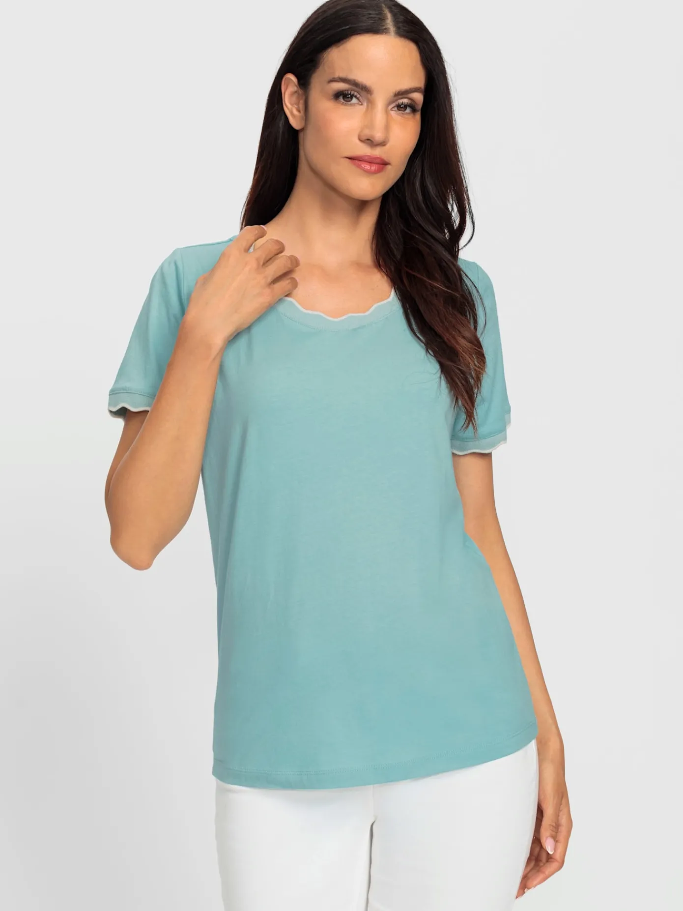 Ashley Brooke T-Shirts<T-shirt à manches courtes bords ondulés élégants