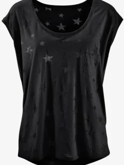 Beachtime T-Shirts<T-shirt à manches courtes dévoré légèrement transparent avec motif étoile