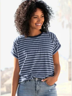 Elbsand T-Shirts<T-shirt à manches courtes encolure ronde avec bord-côtes ouverts