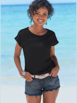 Vivance T-Shirts<T-shirt à manches courtes empiècement crochet fin aux épaules