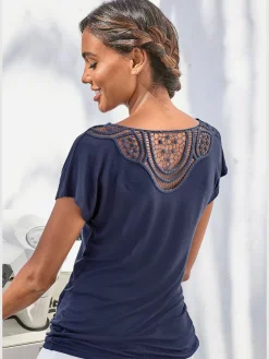 Vivance T-Shirts<T-shirt à manches courtes empiècement en crochet doux au dos