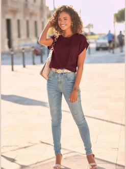 LASCANA T-Shirts<T-shirt à manches courtes encolure haute