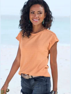 Vivance T-Shirts<T-shirt à manches courtes empiècement crochet fin aux épaules