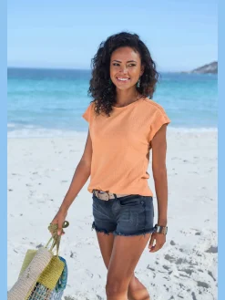 Vivance T-Shirts<T-shirt à manches courtes empiècement crochet fin aux épaules