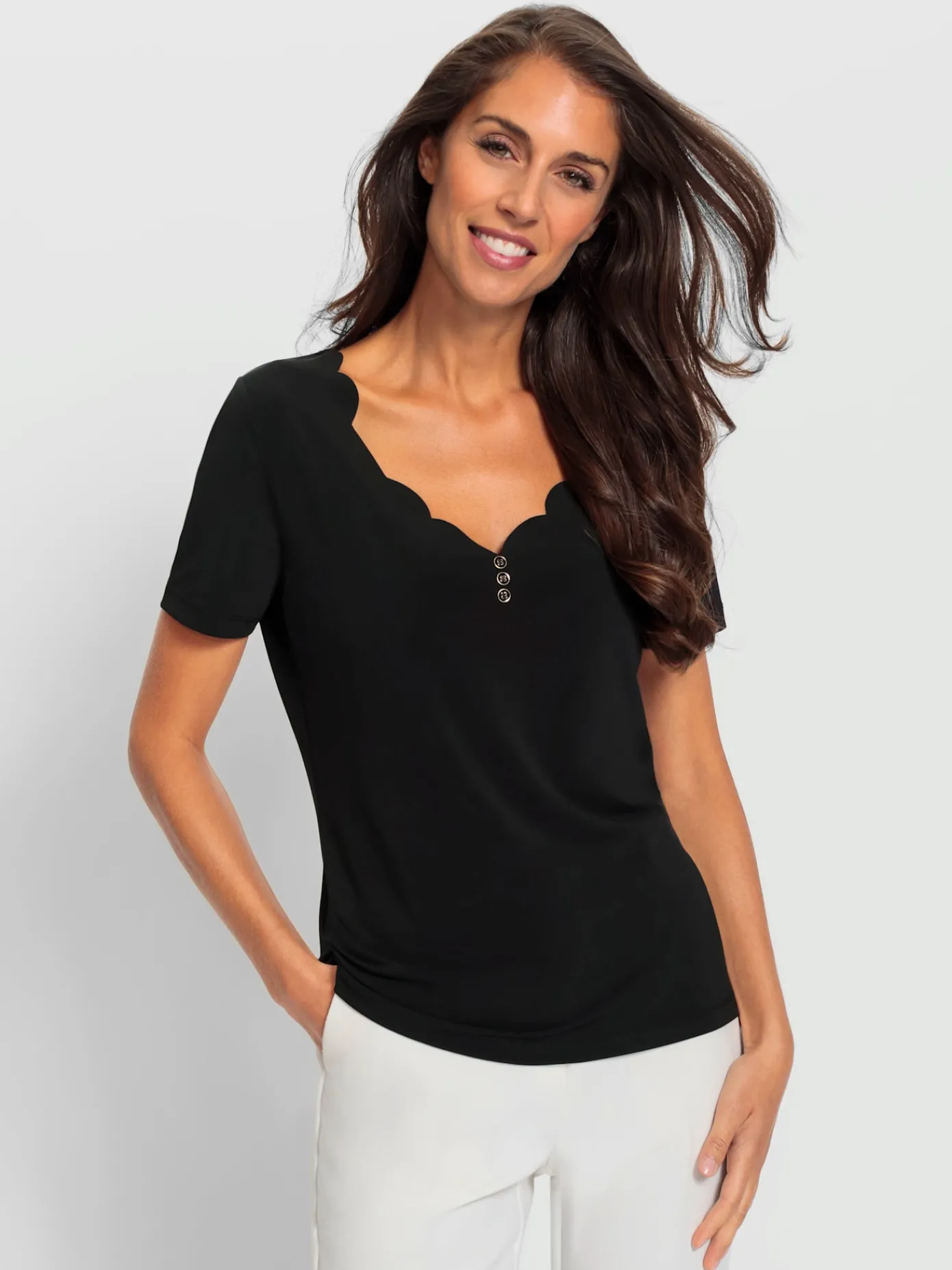 Ashley Brooke T-Shirts<T-shirt à manches courtes encolure v tendance