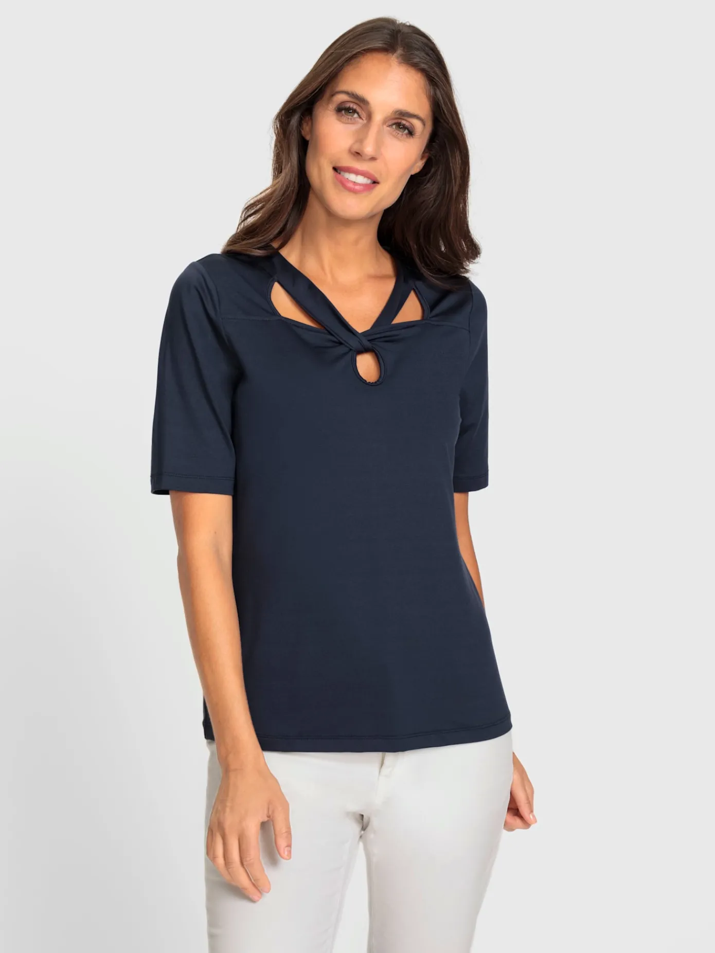 Ashley Brooke T-Shirts<T-shirt à manches courtes encolure raffinée