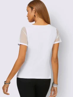 Creation L T-Shirts<T-shirt à manches courtes empiècements maille décoratifs