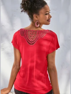 Vivance T-Shirts<T-shirt à manches courtes empiècement en crochet doux au dos