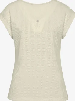 LASCANA T-Shirts<T-shirt à manches courtes encolure en v avec petite fente et perle décorative