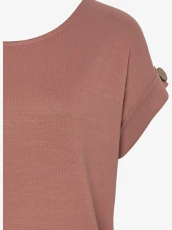 LASCANA T-Shirts<T-shirt à manches courtes gros bouton imitation bois à la finition des manches