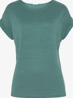 LASCANA T-Shirts<T-shirt à manches courtes gros bouton imitation bois à la finition des manches