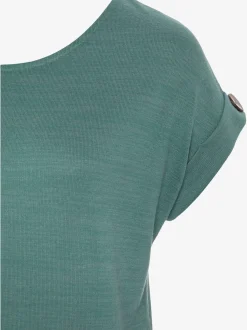 LASCANA T-Shirts<T-shirt à manches courtes gros bouton imitation bois à la finition des manches