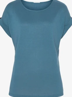 LASCANA T-Shirts<T-shirt à manches courtes gros bouton imitation bois à la finition des manches