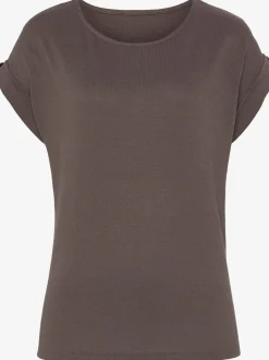 LASCANA T-Shirts<T-shirt à manches courtes gros bouton imitation bois à la finition des manches