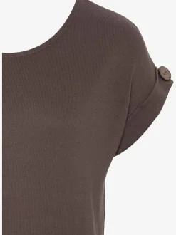 LASCANA T-Shirts<T-shirt à manches courtes gros bouton imitation bois à la finition des manches