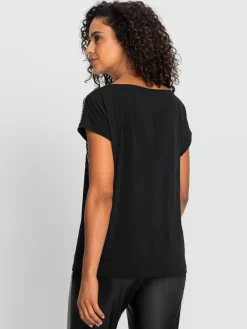 T-Shirts<T-shirt à manches courtes imprimé feuille brillant