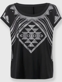 T-Shirts<T-shirt à manches courtes imprimé feuille brillant