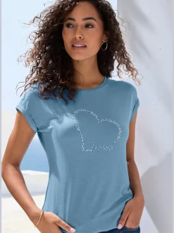 LASCANA T-Shirts<T-shirt à manches courtes imprimé cœur