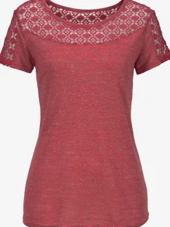 Vivance T-Shirts<T-shirt à manches courtes jolie dentelle crochetée à l'encolure et aux manches