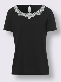 Linea Tesini T-Shirts<T-shirt à manches courtes jolie dentelle sur l'encolure