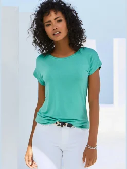 Vivance T-Shirts<T-shirt à manches courtes large bordure à la finition des manches