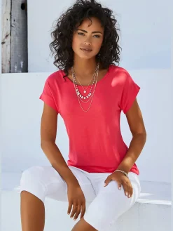 Vivance T-Shirts<T-shirt à manches courtes large bordure à la finition des manches