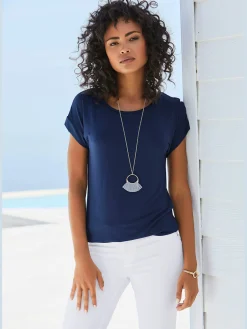 Vivance T-Shirts<T-shirt à manches courtes large bordure à la finition des manches