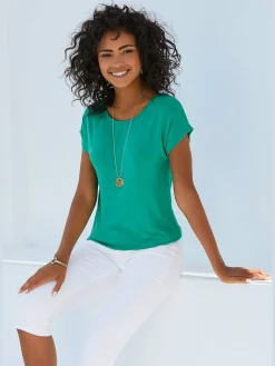 Vivance T-Shirts<T-shirt à manches courtes large bordure à la finition des manches