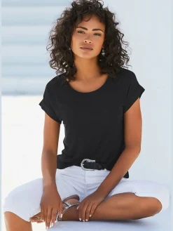 Vivance T-Shirts<T-shirt à manches courtes large bordure à la finition des manches