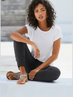 Vivance T-Shirts<T-shirt à manches courtes large bordure à la finition des manches