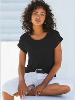 Vivance T-Shirts<T-shirt à manches courtes large bordure à la finition des manches