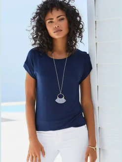 Vivance T-Shirts<T-shirt à manches courtes large bordure à la finition des manches