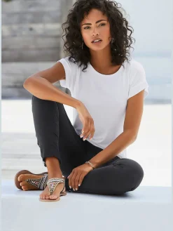 Vivance T-Shirts<T-shirt à manches courtes large bordure à la finition des manches