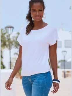 Vivance T-Shirts<T-shirt à manches courtes large bordure à la finition des manches