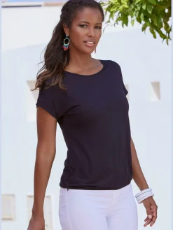 Vivance T-Shirts<T-shirt à manches courtes large bordure à la finition des manches