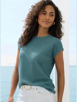 Vivance T-Shirts<T-shirt à manches courtes matière gaufrée légèrement transparente