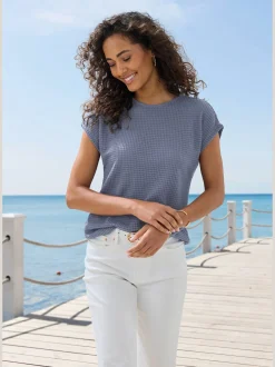 Vivance T-Shirts<T-shirt à manches courtes matière gaufrée légèrement transparente