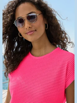 Vivance T-Shirts<T-shirt à manches courtes matière gaufrée légèrement transparente