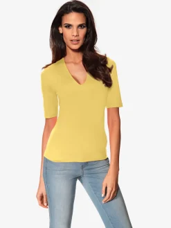 Ashley Brooke T-Shirts<T-shirt à manches courtes manches mi-longues et encolure en v féminine