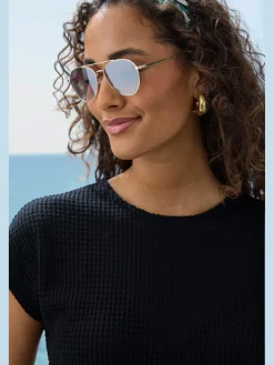 Vivance T-Shirts<T-shirt à manches courtes matière gaufrée légèrement transparente