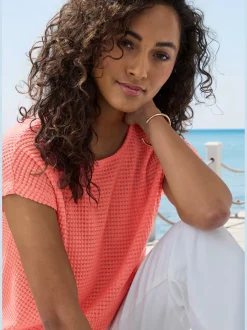 Vivance T-Shirts<T-shirt à manches courtes matière gaufrée légèrement transparente