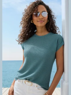 Vivance T-Shirts<T-shirt à manches courtes matière gaufrée légèrement transparente