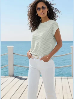 Vivance T-Shirts<T-shirt à manches courtes matière gaufrée légèrement transparente