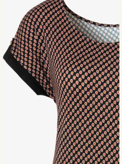 Vivance T-Shirts<T-shirt à manches courtes manches à bords francs avec bordure unie et bouton doré