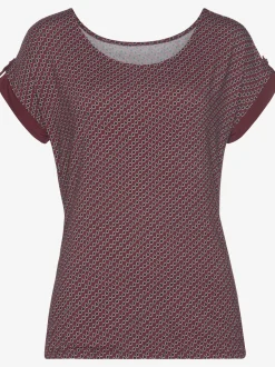 Vivance T-Shirts<T-shirt à manches courtes manches à bords francs avec bordure unie et bouton doré