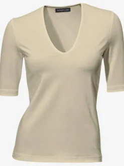 Ashley Brooke T-Shirts<T-shirt à manches courtes manches mi-longues et encolure en v féminine